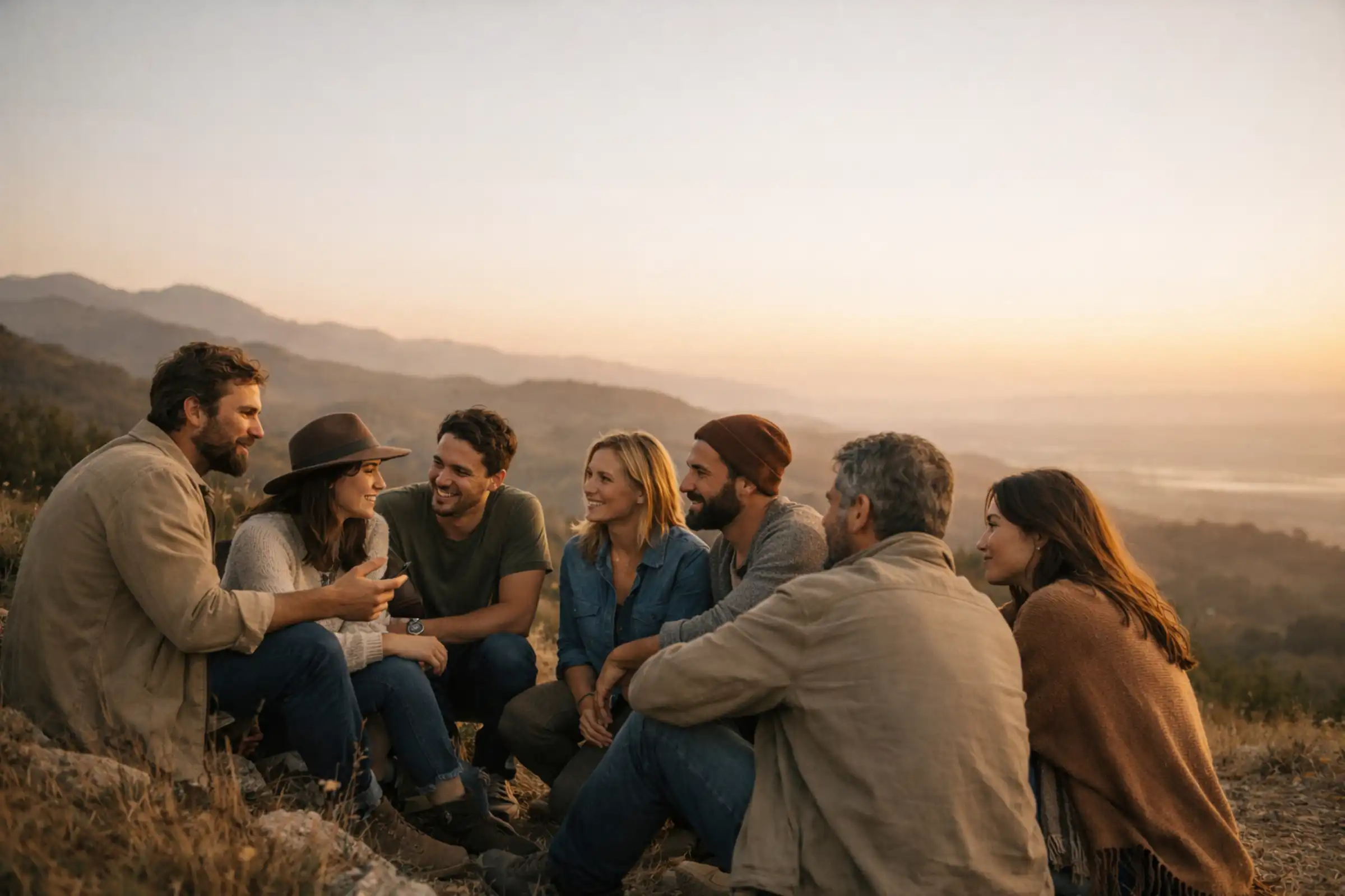 Grupo en una experiencia de viaje, ambiente cercano y compartido.